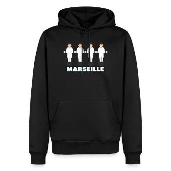 Marseille - Sweat à capuche Premium bio Homme - noir - Devant - Nico (187cm)