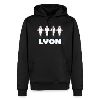 Lyon - Sweat à capuche Premium bio Homme - noir - Devant - Nico (187cm)