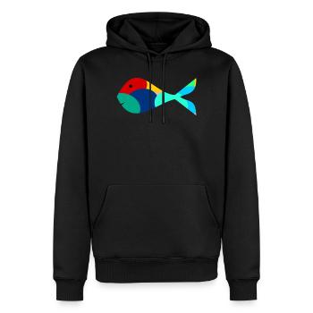 POISSON. SARDINE. POISSON D'AVRIL. MER. OCÉAN - Sweat à capuche Premium bio Homme - noir - Devant - Nico (187cm)
