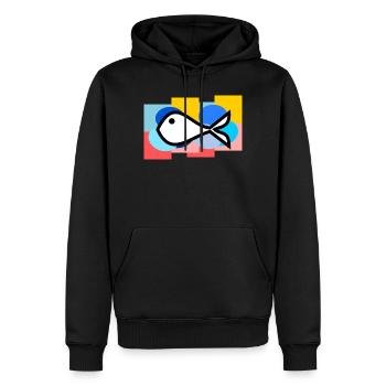 POISSON D'AVRIL. POISSON. SARDINE. ANNIVERSAIRE - Sweat à capuche Premium bio Homme - noir - Devant - Nico (187cm)