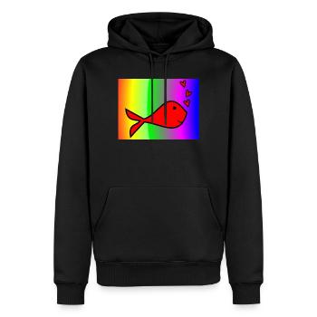 POISSON. SARDINE. POISSON D'AVRIL. MER. OCÉAN - Sweat à capuche Premium bio Homme - noir - Devant - Nico (187cm)