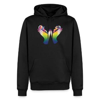 Rainbow Hands of Care - Men’s Premium Organic Hoodie - black - Front - Nico (187cm)