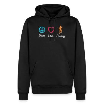 Frieden Liebe Fechten - Männer Premium Bio Hoodie - Schwarz - Vorne - Nico (187cm)