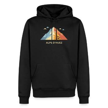 Radfahrer Alpe d'Huez Kunst - Männer Premium Bio Hoodie - Schwarz - Vorne - Nico (187cm)