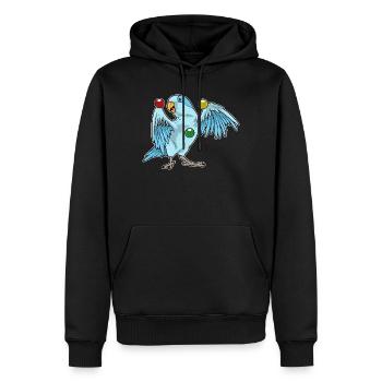 Jongleur perroquet jonglant - Sweat à capuche Premium bio Homme - noir - Devant - Nico (187cm)