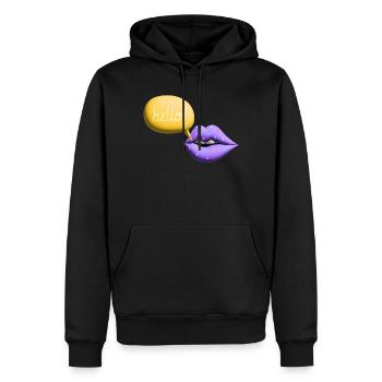mund hello lippen retro 3d bunt - Männer Premium Bio Hoodie - Schwarz - Vorne - Nico (187cm)