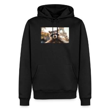 Raton laveur à Paris - Sweat à capuche Premium bio Homme - noir - Devant - Nico (187cm)