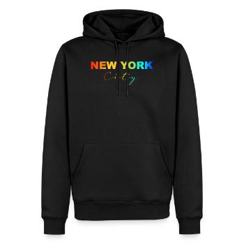 New York City Rainbow - Männer Premium Bio Hoodie - Schwarz - Vorne - Nico (187cm)