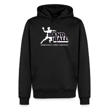 Handball Kraft und Tempo - Männer Premium Bio Hoodie - Schwarz - Vorne - Nico (187cm)