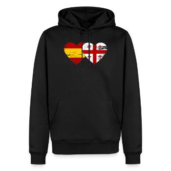 Espagne Géorgie Drapeau Coeur utilisé - Sweat à capuche Premium bio Homme - noir - Devant - Nico (187cm)