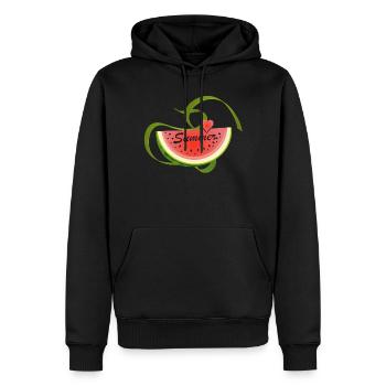 Morceau de pastèque avec police décorative -Été - Sweat à capuche Premium bio Homme - noir - Devant - Nico (187cm)