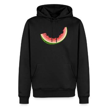angebissene Wassermelone als witziges Sommermotiv - Männer Premium Bio Hoodie - Schwarz - Vorne - Nico (187cm)
