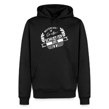 Große Schwester 2026 – stolz & bereit! - Männer Premium Bio Hoodie - Schwarz - Vorne - Nico (187cm)