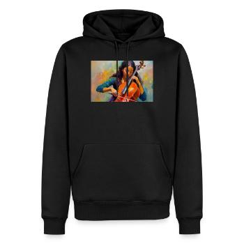 Cello spielende Cellistin Aquarell - Männer Premium Bio Hoodie - Schwarz - Vorne - Nico (187cm)