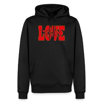 Love in Hebrew - Men’s Premium Organic Hoodie - black - Front - Nico (187cm)