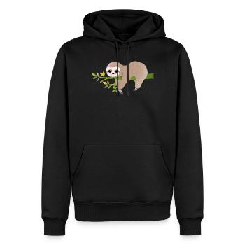 Entspanntes Faultier – Charmantes Relax-Motiv - Männer Premium Bio Hoodie - Schwarz - Vorne - Nico (187cm)