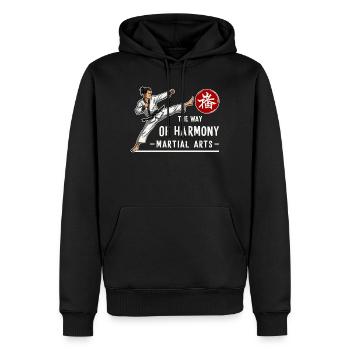 Art martial - Sweat à capuche Premium bio Homme - noir - Devant - Nico (187cm)