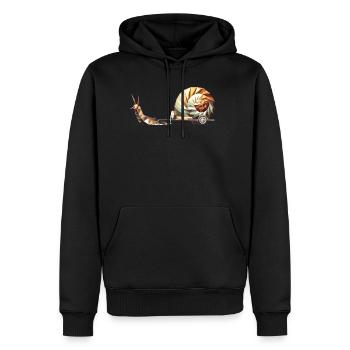 Escargot avec caravane – Le Slow Travel comme art - Sweat à capuche Premium bio Homme - noir - Devant - Nico (187cm)
