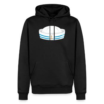 Chapeau de marin avec ancre – symbole maritime - Sweat à capuche Premium bio Homme - noir - Devant - Nico (187cm)