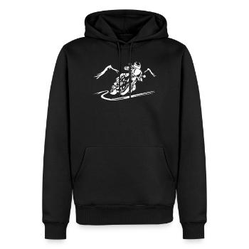 Motorrad Action Silhouette - Männer Premium Bio Hoodie - Schwarz - Vorne - Nico (187cm)