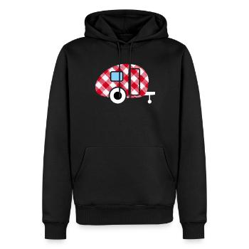 Caravan Caravan Checkered Check Pattern Camping Fan - Men’s Premium Organic Hoodie - black - Front - Nico (187cm)