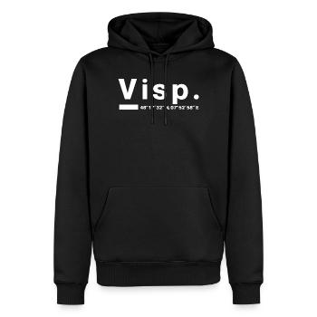 Visp Koordinaten Schweiz Wallis Visper Visperin - Männer Premium Bio Hoodie - Schwarz - Vorne - Nico (187cm)