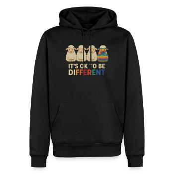 C’est normal d’être différent – Moutons neurodivergents - Sweat à capuche Premium bio Homme - noir - Devant - Nico (187cm)
