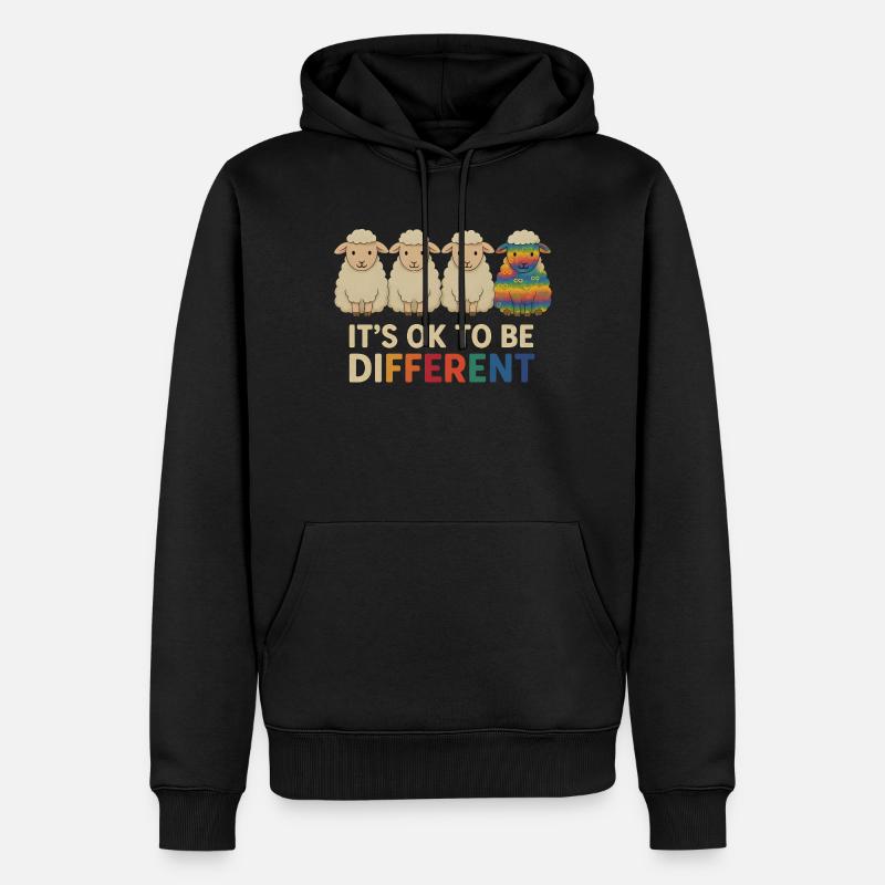 C’est normal d’être différent – Moutons neurodivergents - Sweat à capuche Premium bio Homme - noir