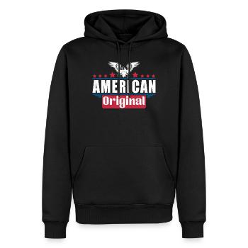Patriotischer Adler Amerikanische Flagge Design - Männer Premium Bio Hoodie - Schwarz - Vorne - Nico (187cm)