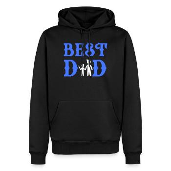 Meilleur Papa Fête des Pères Père Anniversaire Garçon Fille - Sweat à capuche Premium bio Homme - noir - Devant - Nico (187cm)