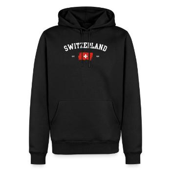 Flagge und Wahrzeichen der Schweiz Emblem - Männer Premium Bio Hoodie - Schwarz - Vorne - Nico (187cm)