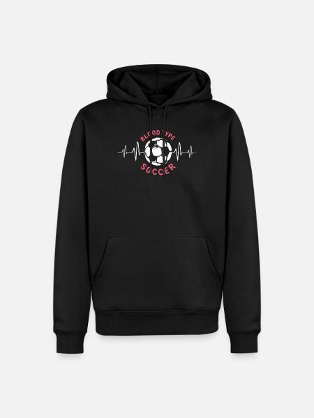 Blodtype fodbold med hjerteslag - Klubber Hold - Herre Premium økologisk hoodie - sort