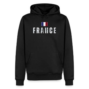 Drapeau de la France, fierté française - Sweat à capuche Premium bio Homme - noir - Devant - Nico (187cm)