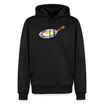 Spiegelei in Pfanne – Frühstück mit Retro-Charme - Männer Premium Bio Hoodie - Schwarz - Vorne - Nico (187cm)