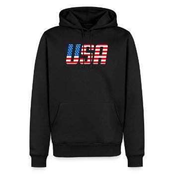 USA-Flagge der Sterne und Streifen - Männer Premium Bio Hoodie - Schwarz - Vorne - Nico (187cm)