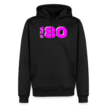 DA80 - Männer Premium Bio Hoodie - Schwarz - Vorne - Nico (187cm)