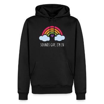 LGBT Pride Month - Klingt schwul, ich bin dabei - Männer Premium Bio Hoodie - Schwarz - Vorne - Nico (187cm)