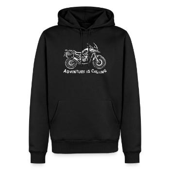 L’aventure vous appelle – Graphismes de moto - Sweat à capuche Premium bio Homme - noir - Devant - Nico (187cm)