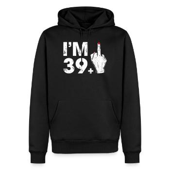 Doigt d’honneur audacieux et graphique du chiffre 39 - Sweat à capuche Premium bio Homme - noir - Devant - Nico (187cm)