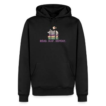 La lecture et les chats. Une vie parfaite - Sweat à capuche Premium bio Homme - noir - Devant - Nico (187cm)