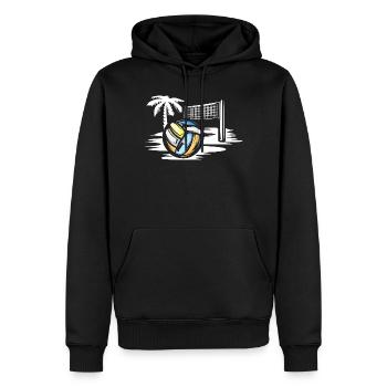 Volleyball am Strand - Beachvolleyball Symbol - Männer Premium Bio Hoodie - Schwarz - Vorne - Nico (187cm)