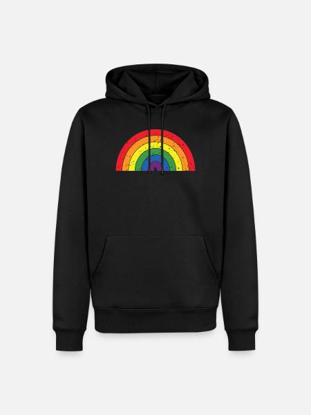 Rainbow Colors Pride Month LGBTQ+ Grunge Texture - Men’s Premium Organic Hoodie - black