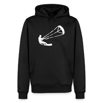 Minimalistische Kitesurfer Kiten Silhouette - Männer Premium Bio Hoodie - Schwarz - Vorne - Nico (187cm)