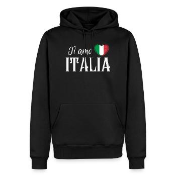 J’aime l’Italie, fierté italienne - Sweat à capuche Premium bio Homme - noir - Devant - Nico (187cm)