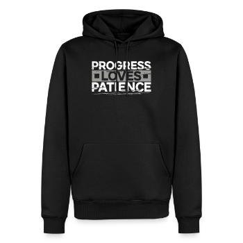 Le progrès aime la patience Motivation Cadeau - Sweat à capuche Premium bio Homme - noir - Devant - Nico (187cm)