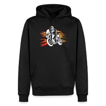 Biker Shirt Motorradfahrer - Männer Premium Bio Hoodie - Schwarz - Vorne - Nico (187cm)