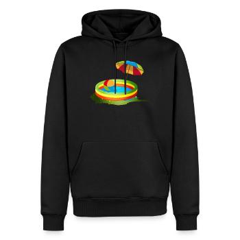 Buntes Planschbecken mit Sonnenschirm und Ball - Männer Premium Bio Hoodie - Schwarz - Vorne - Nico (187cm)