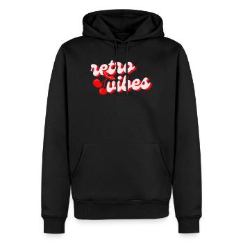 Retro Vibes mit Kirschen – Rot & Verspielt - Männer Premium Bio Hoodie - Schwarz - Vorne - Nico (187cm)