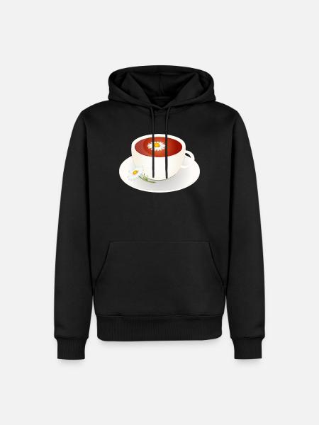 Kamillentee Motiv mit Blüte in eleganter Tasse - Männer Premium Bio Hoodie - Schwarz