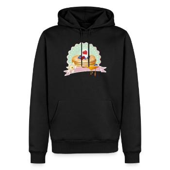 Motif de crêpes avec crème, baies et décoration - Sweat à capuche Premium bio Homme - noir - Devant - Nico (187cm)